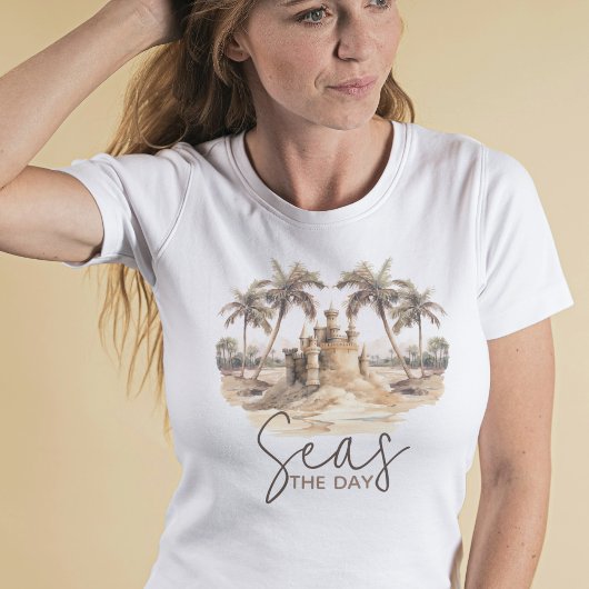 Das Party "Seas the Day Pastel Sand Beach" T-Shirt