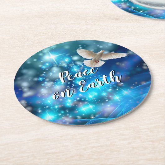 Das passende Blue Dove Peace Weihnachten Runder Pappuntersetzer (Angewinkelt)