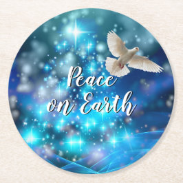 Das passende Blue Dove Peace Weihnachten Runder Pappuntersetzer