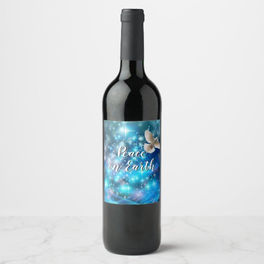 Das passende Blue Dove Peace Weihnachten Weinetikett (Vorderseite)