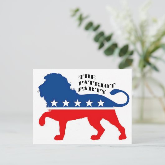 DAS PATRIOT PARTY LION US FLAGGE USA POSTKARTE (Stehend Vorderseite)