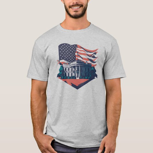 Das Patriotische Weiße Haus, Retro T-Shirt (Vorderseite)