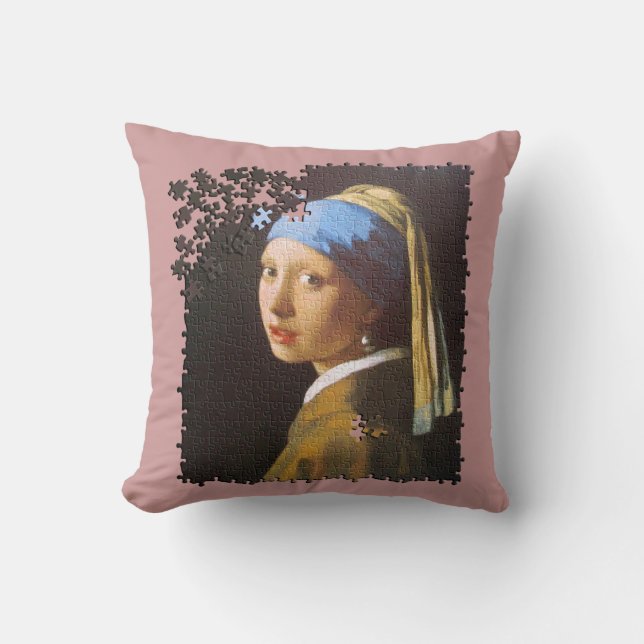 Das Pearl Earring-Rätsel Kissen (Vorderseite)