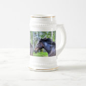 Das Percheron Pferd Foto läuft auf schwarzem Thoro Bierglas (VorderseiteRechts)