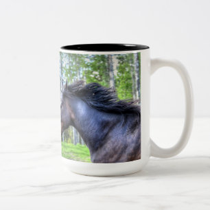 Das Percheron Pferd Foto läuft auf schwarzem Thoro Zweifarbige Tasse