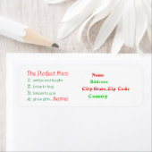 Das Perfect Man-Weihnachts-Adressetikett (Insitu)