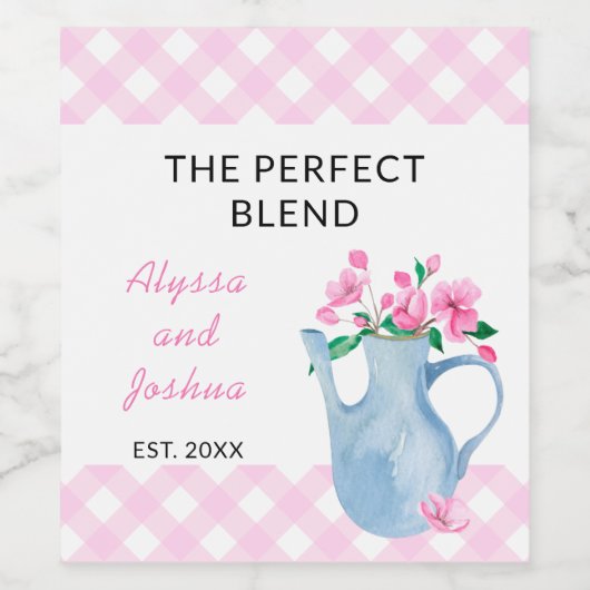 Das perfekte Blend Pink Gingham Tea Party Weinetikett (Einzelnes Label)