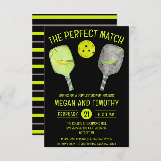 Das perfekte Brautparty für Pickleball-Paare Einladung (Vorne/Hinten)