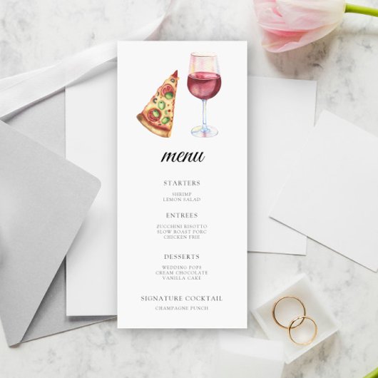 Das perfekte Brautparty-Menü Menükarte