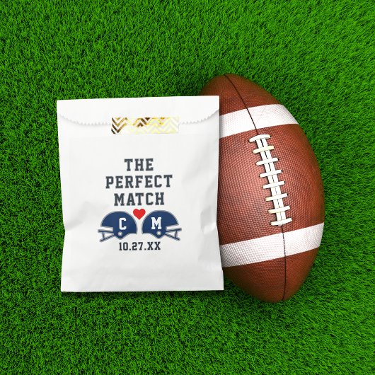 Das perfekte Match-Fußball-Hochzeitmonogramm Geschenktütchen