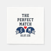 Das perfekte Match-Fußball-Hochzeitmonogramm Serviette (Vorderseite)