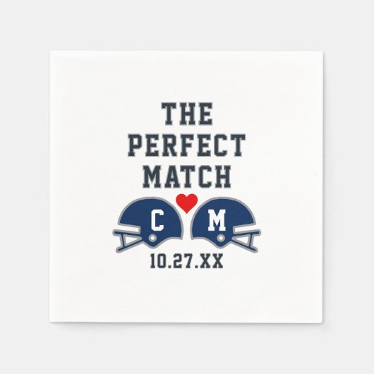 Das perfekte Match-Fußball-Hochzeitmonogramm Serviette (Vorderseite)