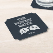 Das perfekte Match-Fußball-Hochzeitmonogramm Untersetzer (angewinkelt)