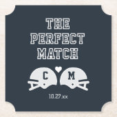 Das perfekte Match-Fußball-Hochzeitmonogramm Untersetzer (Vorderseite)