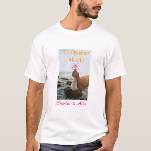 Das perfekte Match Hochzeitspaar Foto retro pink T-Shirt