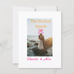 Das perfekte Match Hochzeitspaar Foto retro rosa Postkarte