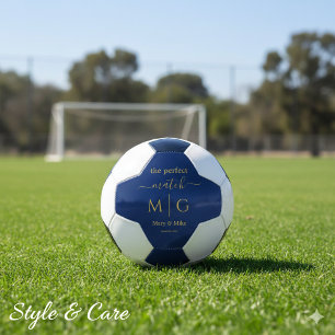 Das perfekte Match - Monogramm Paar Name Navy Fußball
