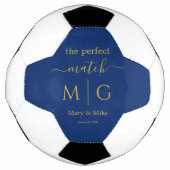 Das perfekte Match - Monogramm Paar Name Navy Fußball (Vorderseite)