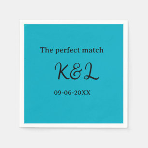 Das perfekte Match-Paar Namensbuchstabe Datum Blau Serviette