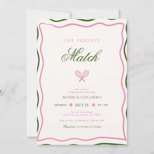 Das perfekte Match-Tennis-Brautparty Einladung (Vorderseite)