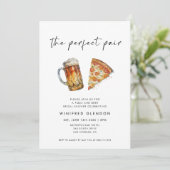 Das perfekte Pair Pizza- und Bier-Brautparty Einladung (Stehend Vorderseite)