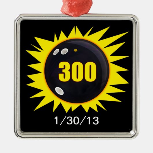 Das perfekte Spiel im Bowling, Ball & Yellow Graph Ornament Aus Metall (Vorne)