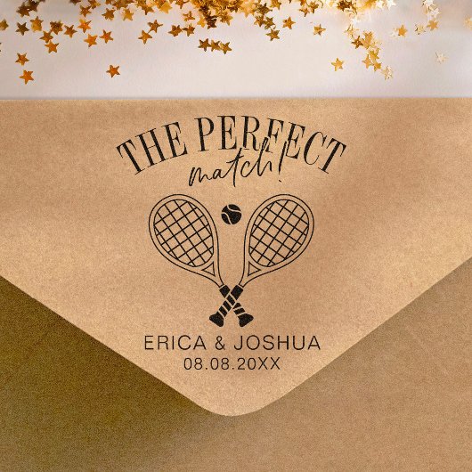 Das perfekte Spiel Save the Date Wedding Tennis Gummistempel
