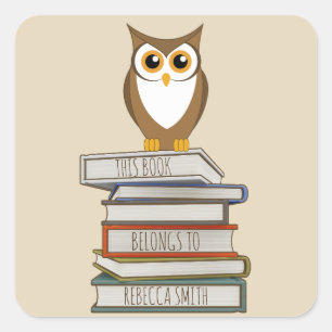 Das Personalisierte Buch Owl and Books gehört zu Quadratischer Aufkleber