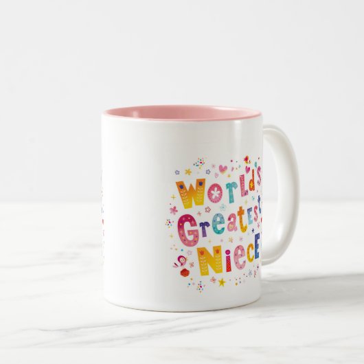 Das Personalisierte farbenfrohe Rosa der Welt Zweifarbige Tasse (VorderseiteRechts)