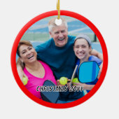 Das Personalisierte Foto des Weihnachtsmeisters Keramik Ornament (Hinten)