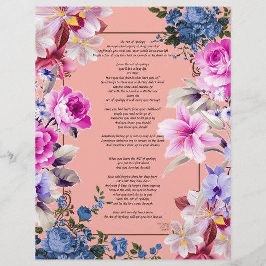 Das Personalisierte Kunstpapier der Apologie (Rückseite)