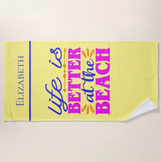 Das personalisierte Leben am Strand ist besser Strandtuch (Vorderseite)