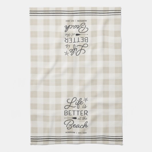 Das personalisierte Leben am Strand ist Kariert be Geschirrtuch (Vertikal)