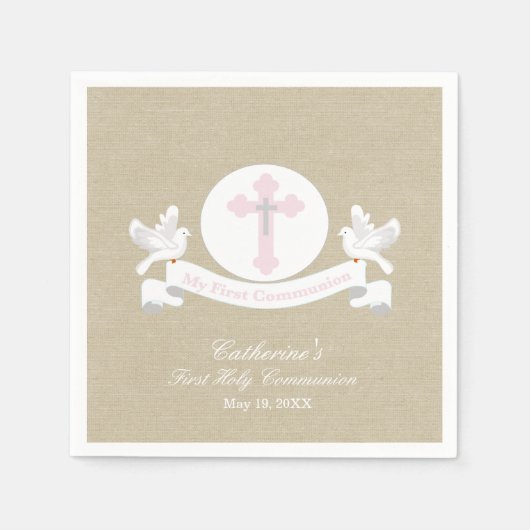 Das Personalisierte Napkin-Mädchen meines ersten h Serviette (Vorderseite)