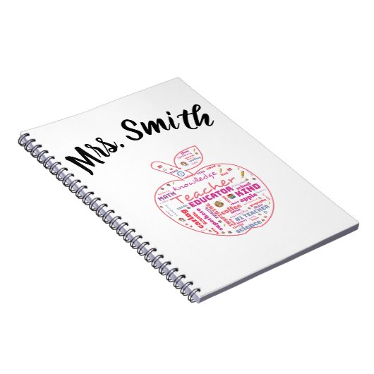 Das personalisierte Notizbuch Wordart Lehrers Notizblock (Rechte Seite)