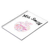 Das personalisierte Notizbuch Wordart Lehrers Notizblock (Linke Seite)