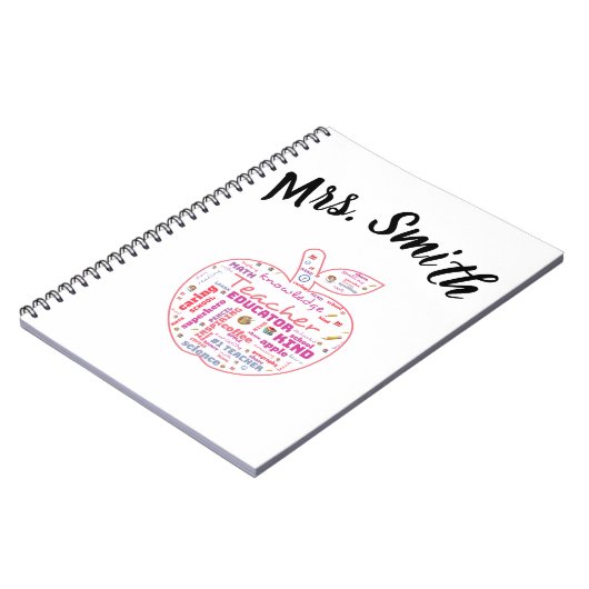 Das personalisierte Notizbuch Wordart Lehrers Notizblock (Linke Seite)