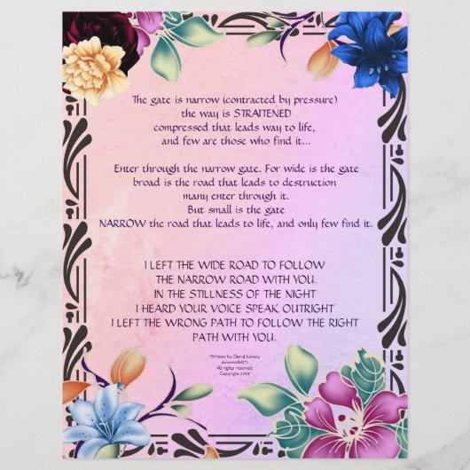 Das Personalisierte Papier über die schmale Straße (Rückseite)