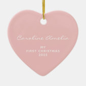 Das Personalisierte Pink des Babys zu Weihnachten  Keramik Ornament (Vorne)