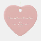 Das Personalisierte Pink des Babys zu Weihnachten  Keramik Ornament (Hinten)
