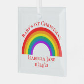 Das Personalisierte Rainbow-Geschenk für Baby Ornament Aus Glas (Vorderseite links)