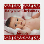 Das Personalisierte Weihnachtsfest des Babys Ornament Aus Metall (Vorderseite)