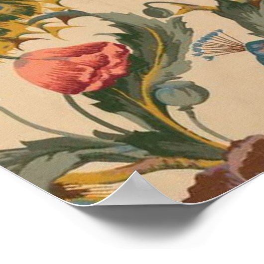 Das Pfauenmuster im Jugendstil Poster (Ecke)