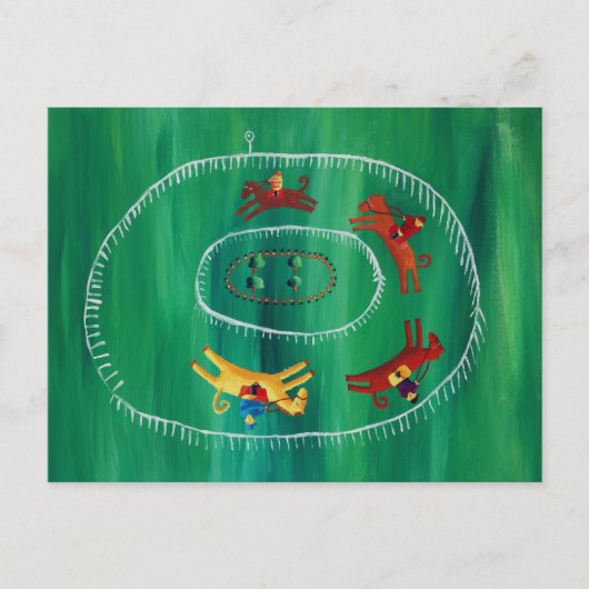 Das Pferderennen zeitgenössische Kunst-Akrylenmale Postkarte (Vorderseite)