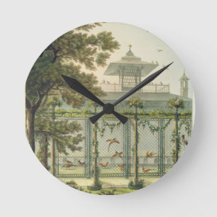 Das Pheasantry, graviert von Joseph Constantine Runde Wanduhr