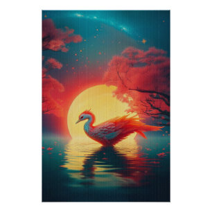 Das Phoenix-Aufladen in einem glänzenden Mondlicht Poster