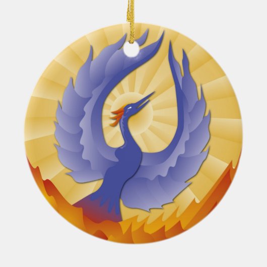 Das Phoenix, das von der Asche steigt Keramik Ornament (Hinten)
