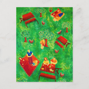 Das Picknick Zeitgenössische Kunst Acrylmalerei Postkarte