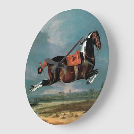 Das Piebaldpferd "Cehero"-Aufzucht Große Wanduhr (Winkel)