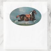 Das Piebaldpferd "Cehero"-Aufzucht Ovaler Aufkleber (Tasche)